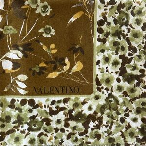 Valentino Green and Brown Floral Scarf